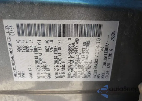 2024 Nissan Rogue Sv Fwd z USA, uszkodzony, nr VIN 5N1BT3BA3RC710430